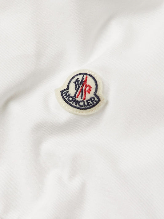White Stretch T-Shirt with Logo Badger