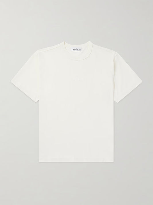 White Logo-Embroidered Cotton T-Shirt